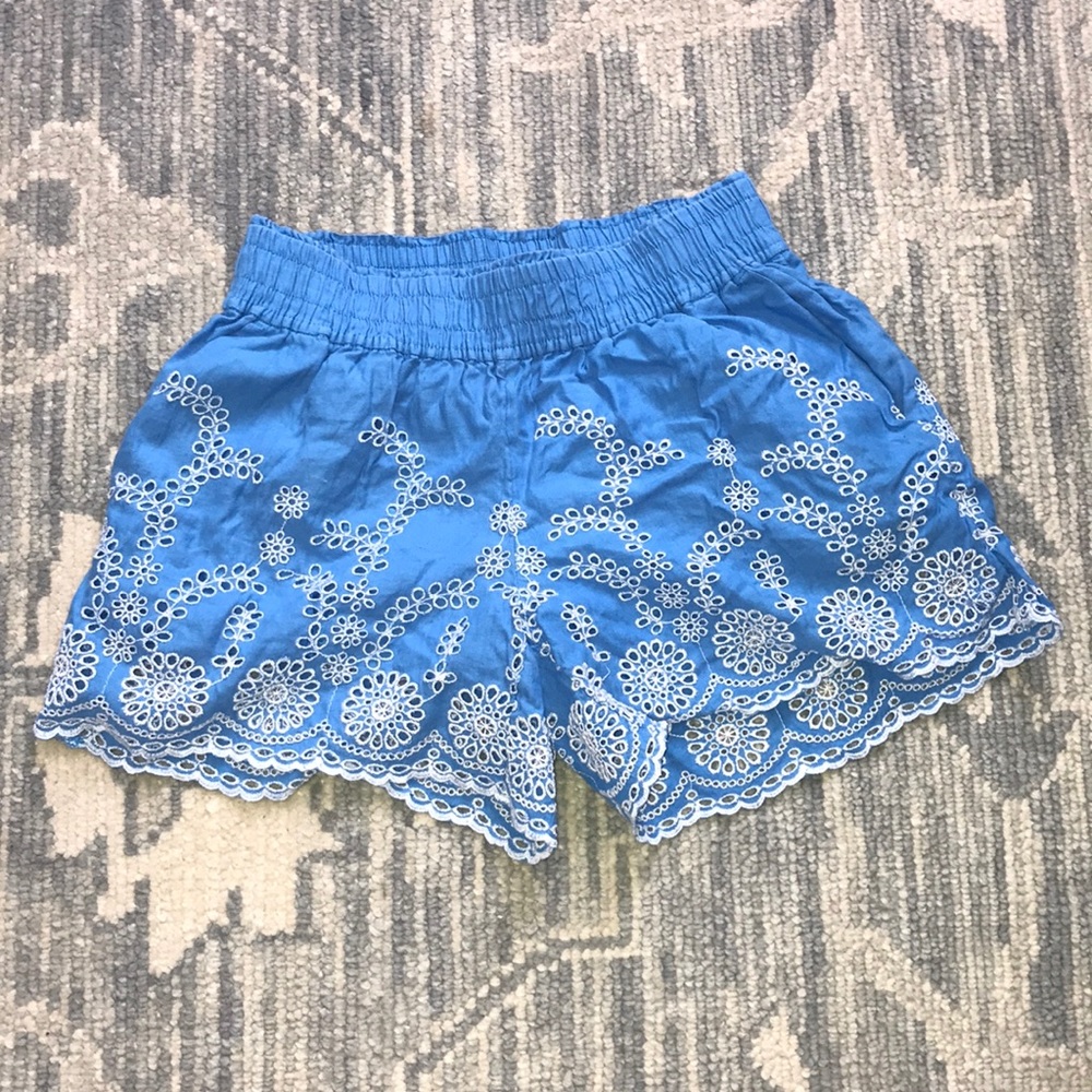 blue flower summer shorts